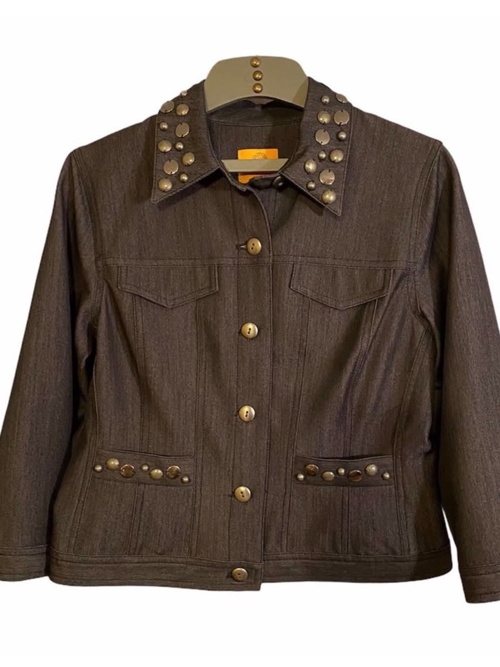 Ruby Rd. Dark Blue Studded Denim Jean Jacket